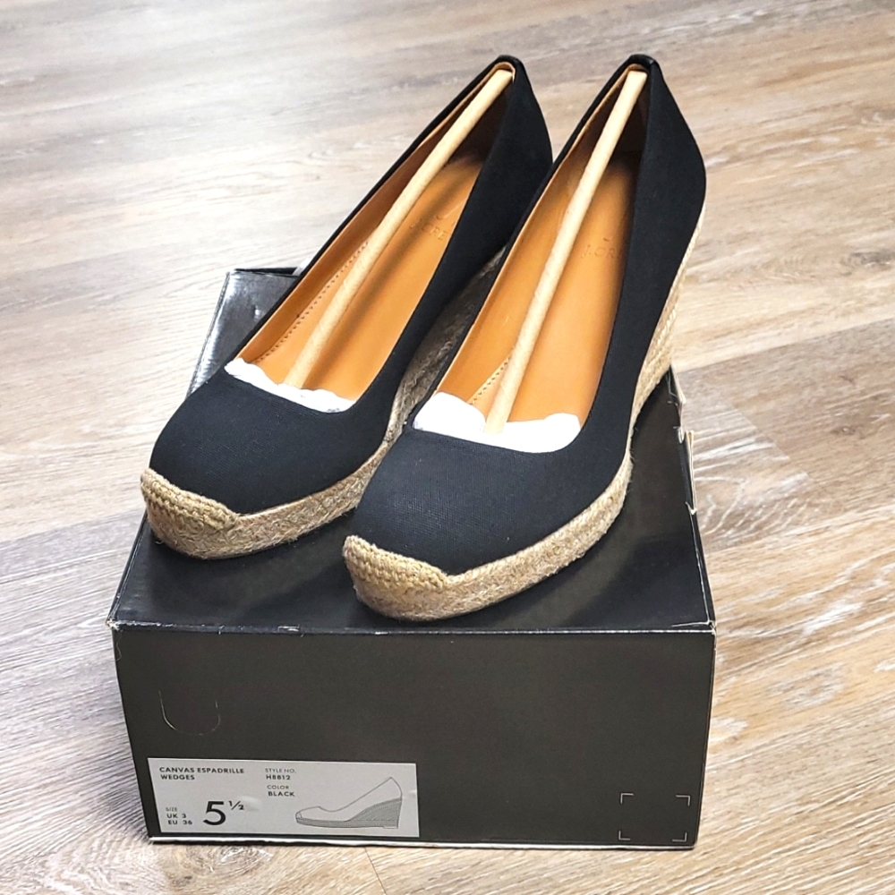 Jcrew Black canvas wedges- size 5.5 - never worn!!